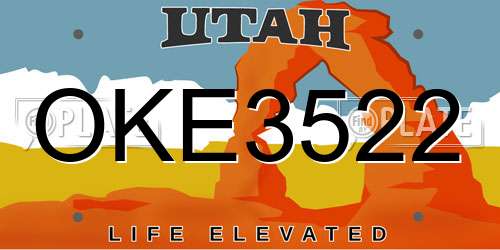 OKE3522 Utah License Plate