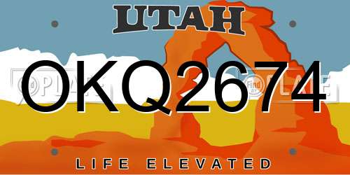 OKQ2674 Utah License Plate