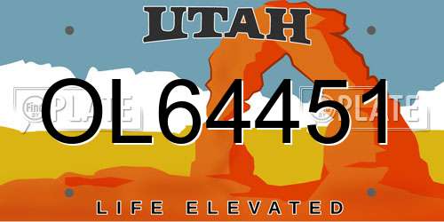 OL64451 Utah License Plate