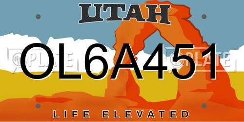 OL6A451 Utah License Plate
