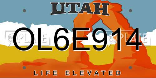 OL6E914 Utah License Plate