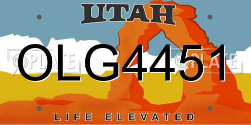 OLG4451 Utah License Plate