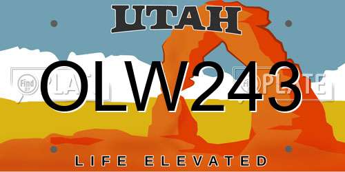 OLW243 Utah License Plate