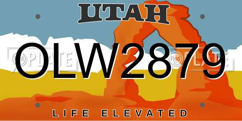 OLW2879 Utah License Plate