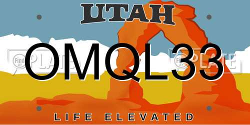 OMQL33 Utah License Plate