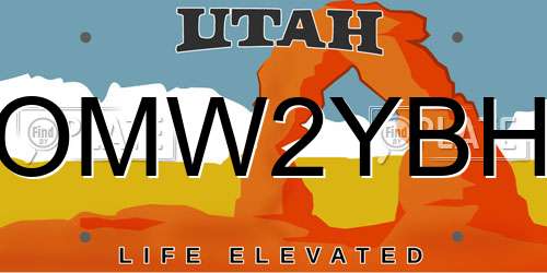 OMW2YBH Utah License Plate