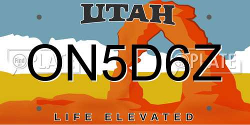 ON5D6Z Utah License Plate