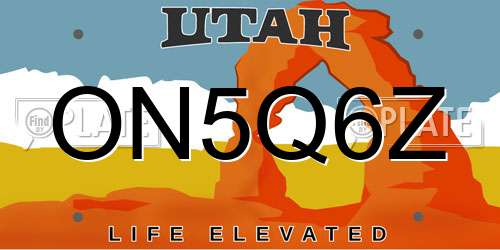 ON5Q6Z Utah License Plate