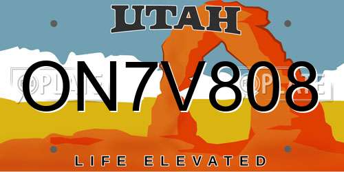 ON7V808 Utah License Plate