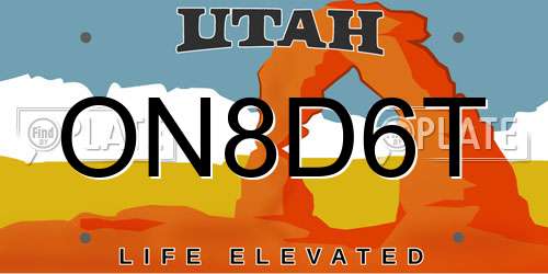 ON8D6T Utah License Plate