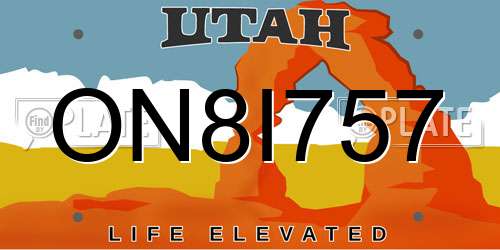 ON8I757 Utah License Plate