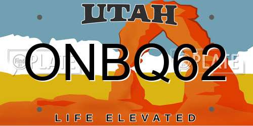 ONBQ62 Utah License Plate