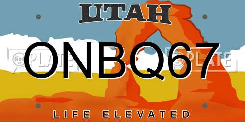 ONBQ67 Utah License Plate