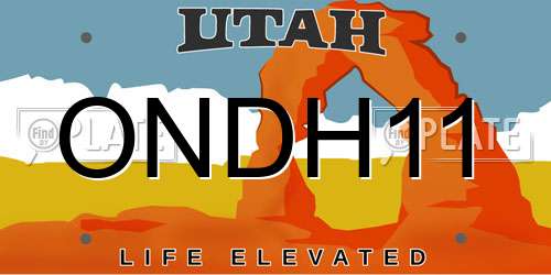 ONDH11 Utah License Plate