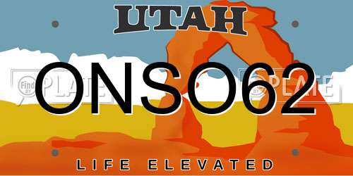 ONSO62 Utah License Plate