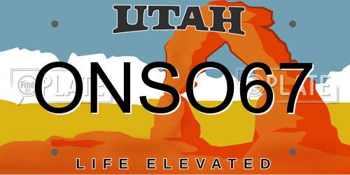 ONSO67 Utah License Plate