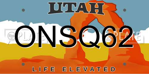 ONSQ62 Utah License Plate