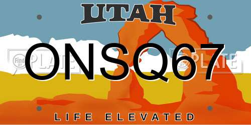 ONSQ67 Utah License Plate