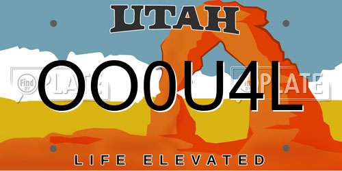 OO0U4L Utah License Plate