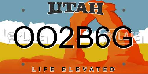 OO2B6G Utah License Plate