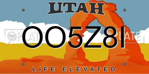 OO5Z8I Utah License Plate
