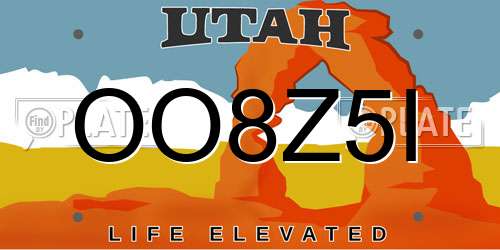 OO8Z5I Utah License Plate