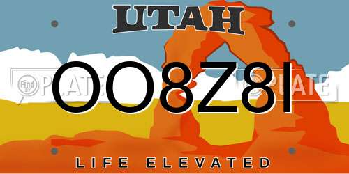 OO8Z8I Utah License Plate