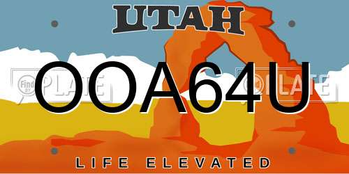 OOA64U Utah License Plate
