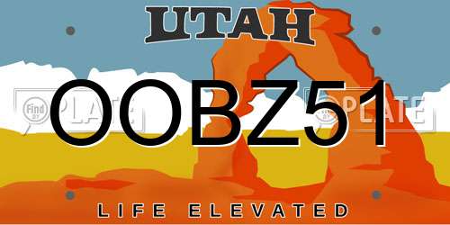 OOBZ51 Utah License Plate
