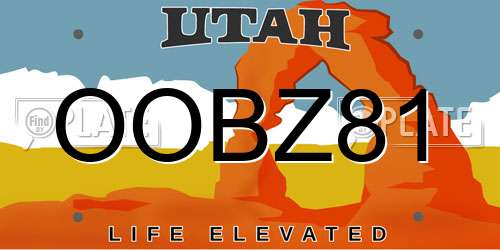 OOBZ81 Utah License Plate