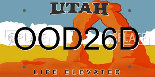 OOD26D Utah License Plate