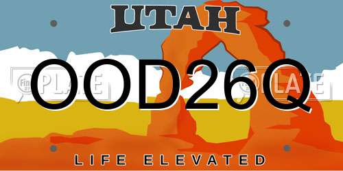 OOD26Q Utah License Plate