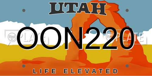OON220 Utah License Plate