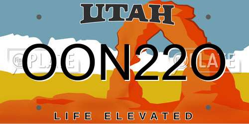 OON22O Utah License Plate