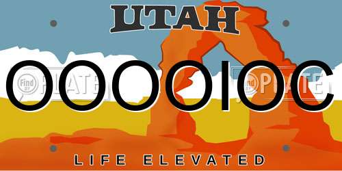 OOOOIOC Utah License Plate