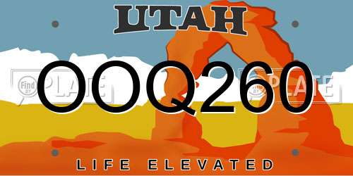 OOQ260 Utah License Plate