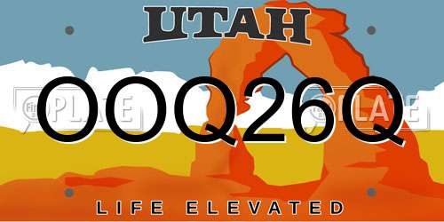 OOQ26Q Utah License Plate