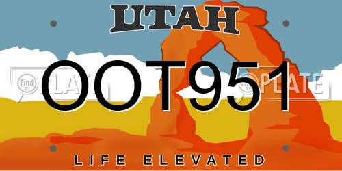 OOT951 Utah License Plate