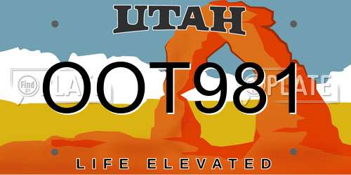 OOT981 Utah License Plate