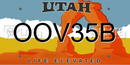 OOV35B Utah License Plate