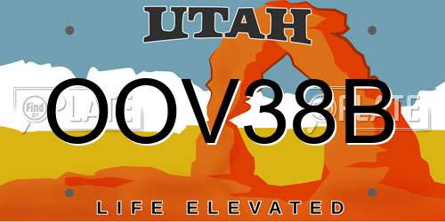 OOV38B Utah License Plate