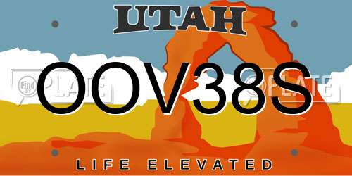 OOV38S Utah License Plate