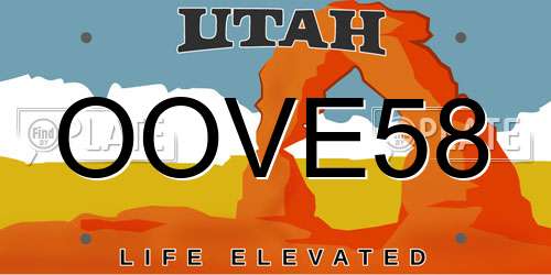 OOVE58 Utah License Plate