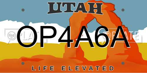 OP4A6A Utah License Plate