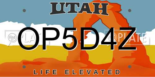 OP5D4Z Utah License Plate
