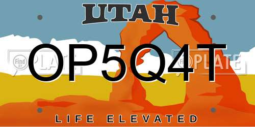 OP5Q4T Utah License Plate