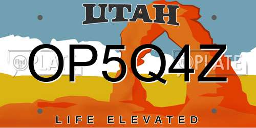 OP5Q4Z Utah License Plate