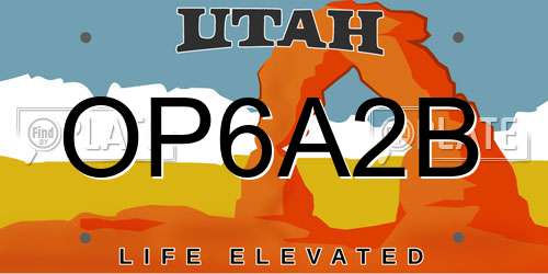 OP6A2B Utah License Plate