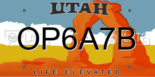 OP6A7B Utah License Plate