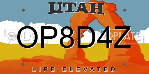 OP8D4Z Utah License Plate